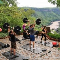 Outdoor workout at Gorges Lodge