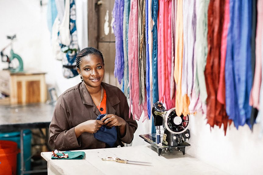 Angelina is one of the talented artisans working at Shanga in Arusha, Tanzania